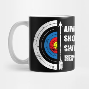 Archery Aim Shoot Swear Repeat Target Arrow Mug